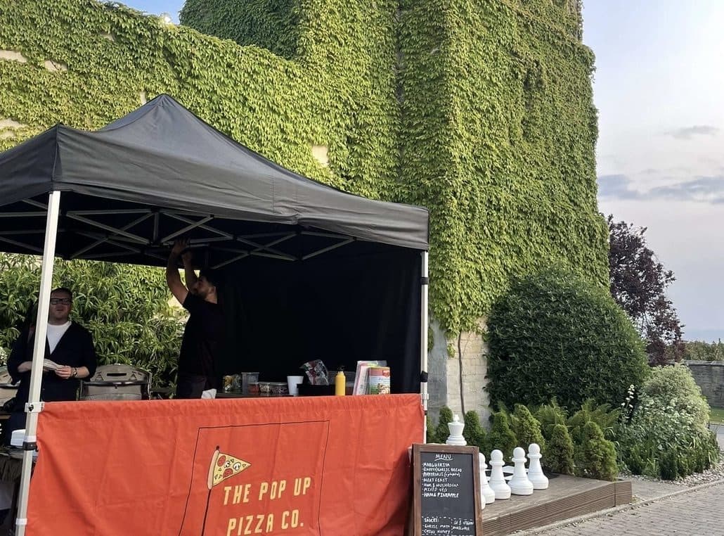 The Pop Up Pizza Co event setup at a wedding venue in Cheltenham